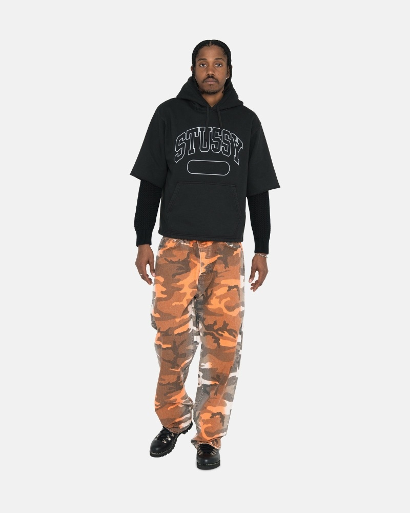 Black Men's Stussy Ss Boxy Cropped Hoodies | AU0000071