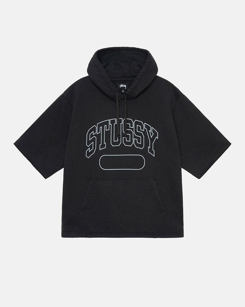 Black Men\'s Stussy Ss Boxy Cropped Hoodies | AU0000071