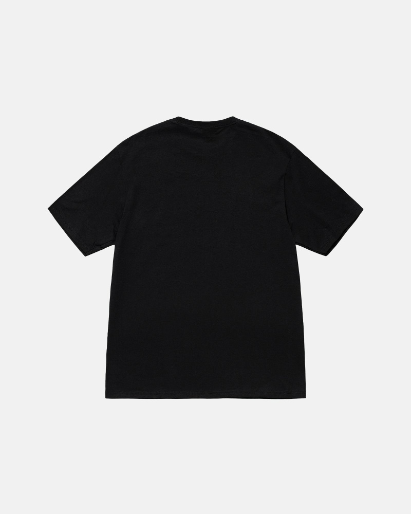 Black Men's Stussy Stamp T Shirts | AU0000271