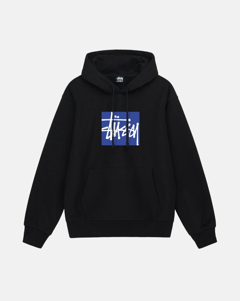 Black Men\'s Stussy Stock Box Hoodies | AU0000075