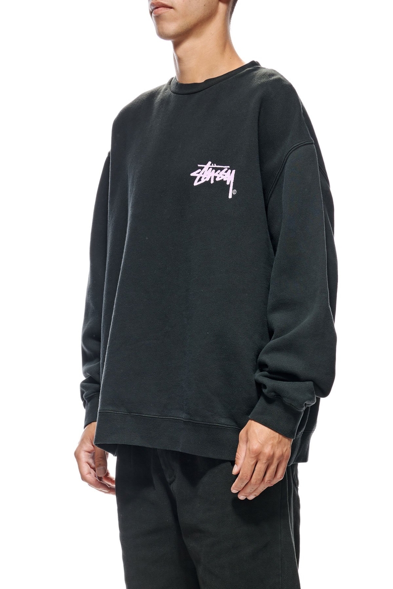 Black Men's Stussy Stock Shadow Crew Sweaters | AU0000852