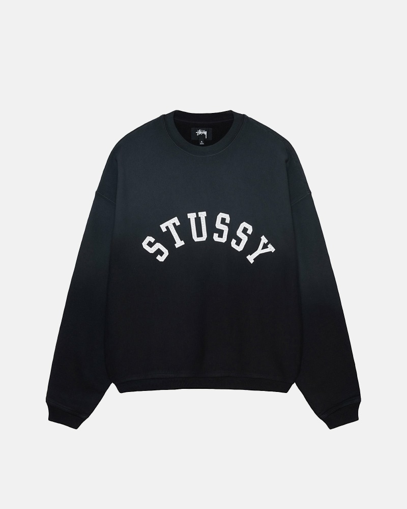 Black Men\'s Stussy Sun Faded Oversized Crew Hoodies | AU0000086