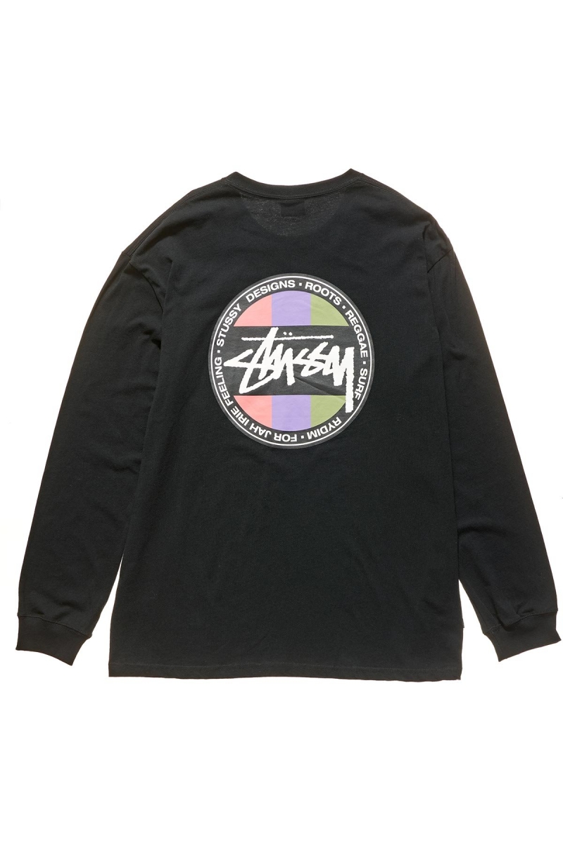 Black Men's Stussy Surf Dot Pocket Tee Sweatshirts | AU0000957