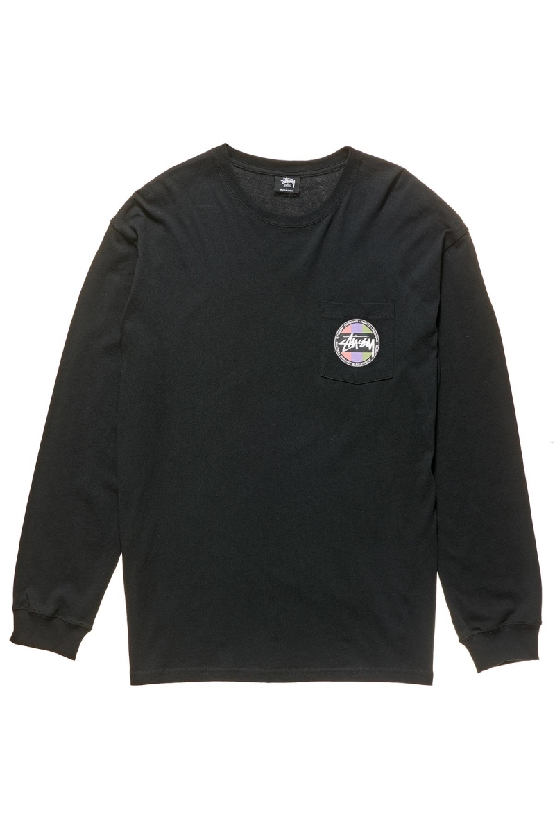 Black Men\'s Stussy Surf Dot Pocket Tee Sweatshirts | AU0000957