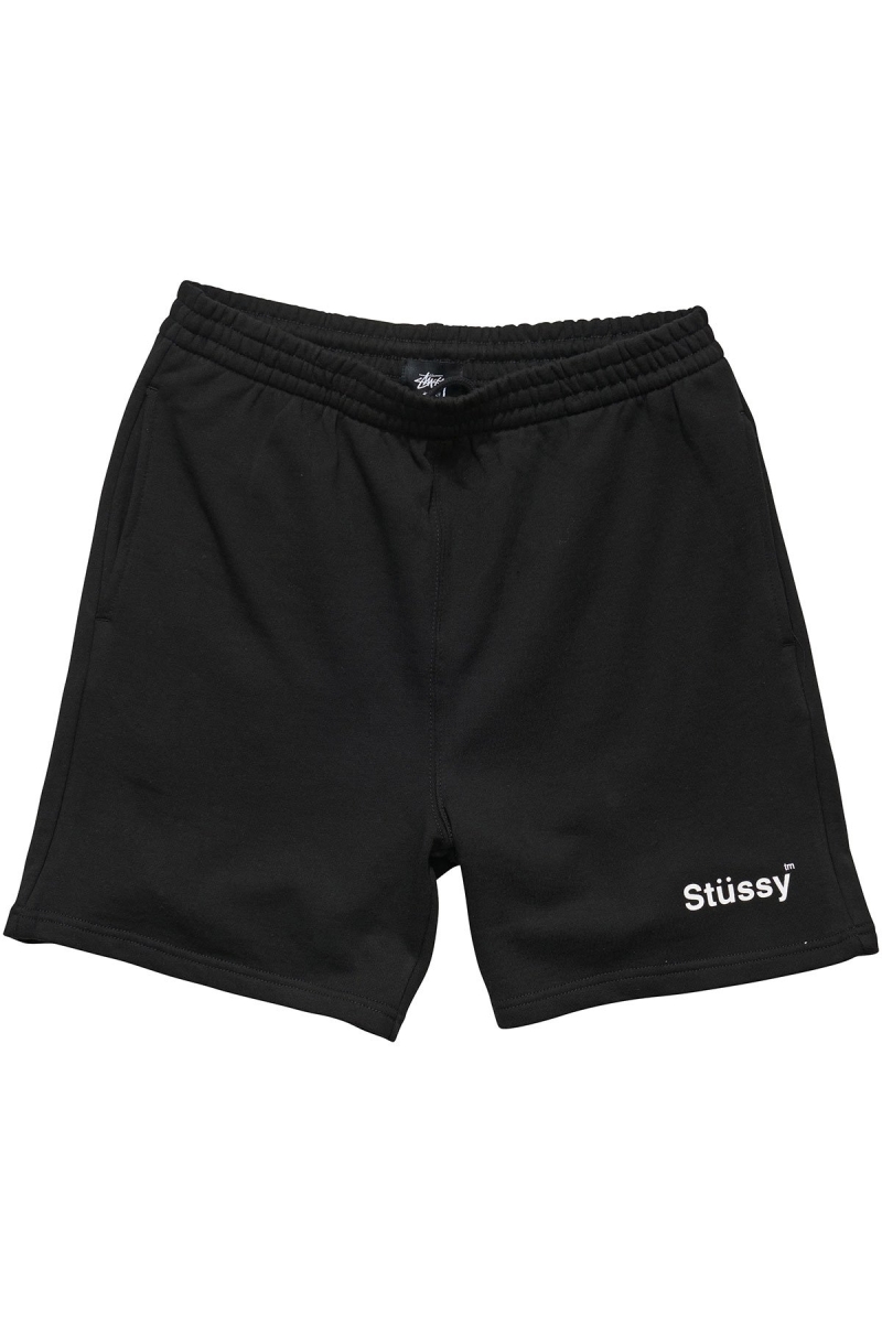 Black Men\'s Stussy Text Fleece Short Sportswear | AU0000791