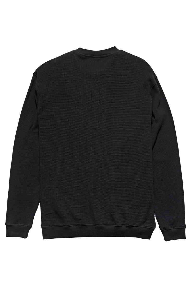 Black Men's Stussy Workwear Waffle Crew Sweaters | AU0000863