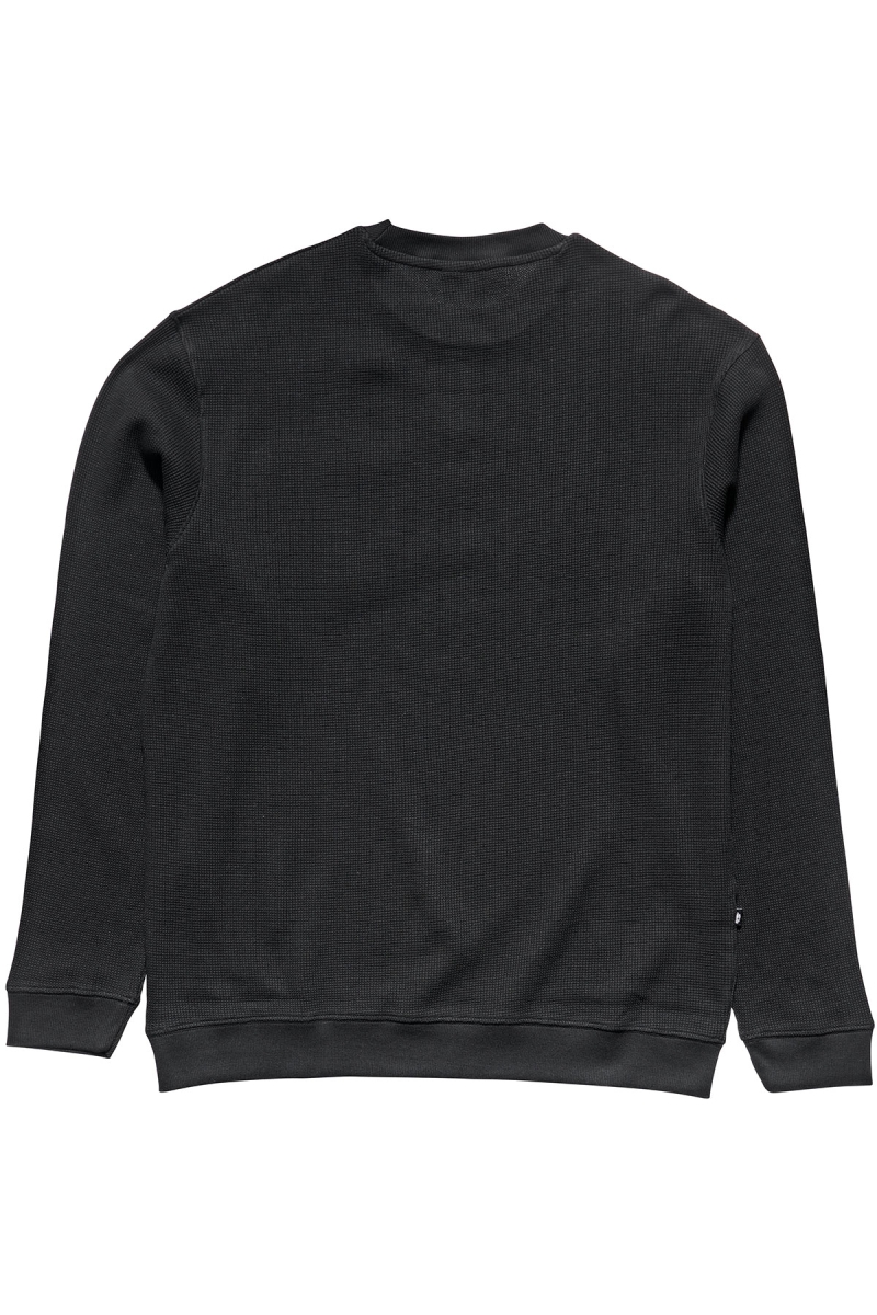 Black Men's Stussy Workwear Waffle Crew Sweaters | AU0000864