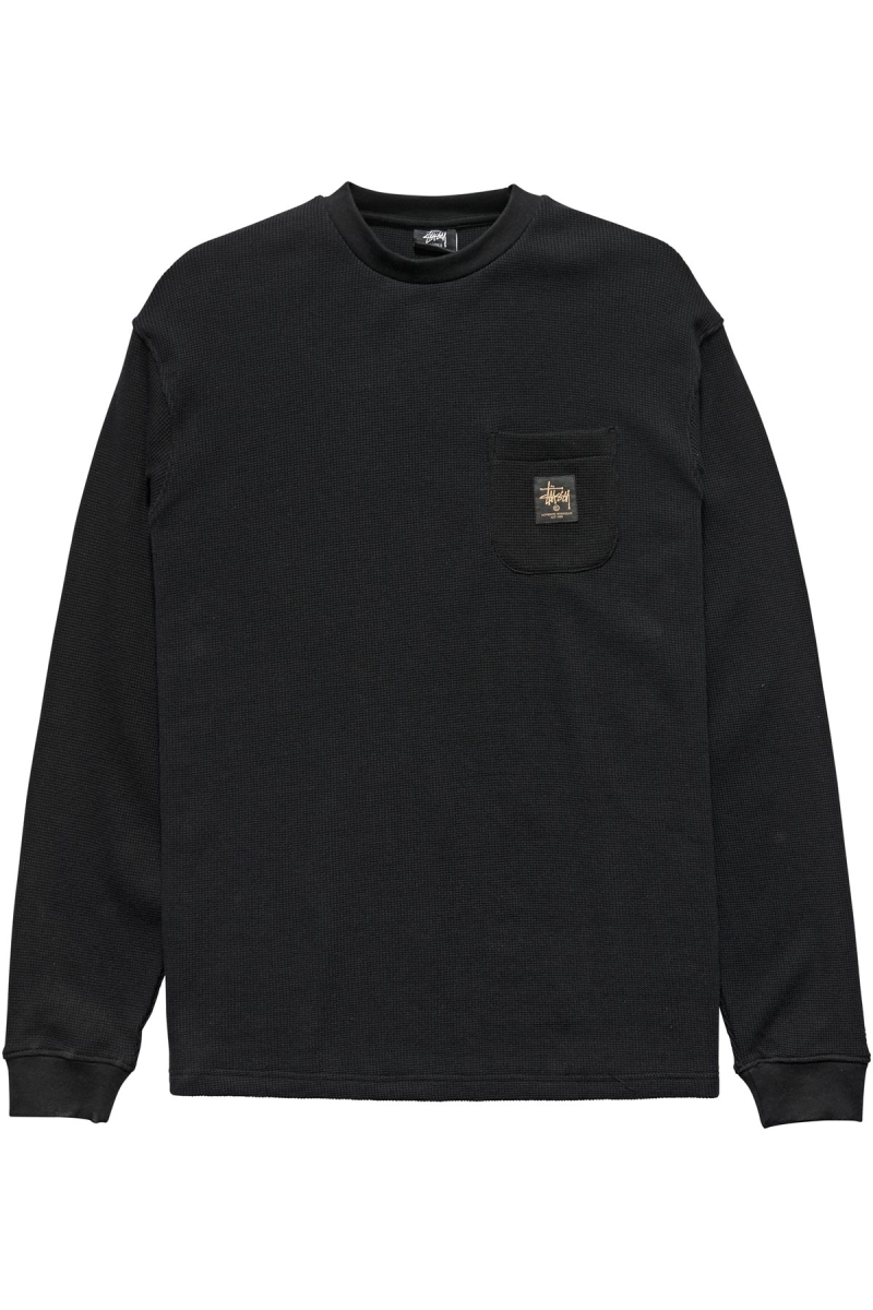 Black Men\'s Stussy Workwear Waffle Sweatshirts | AU0000962