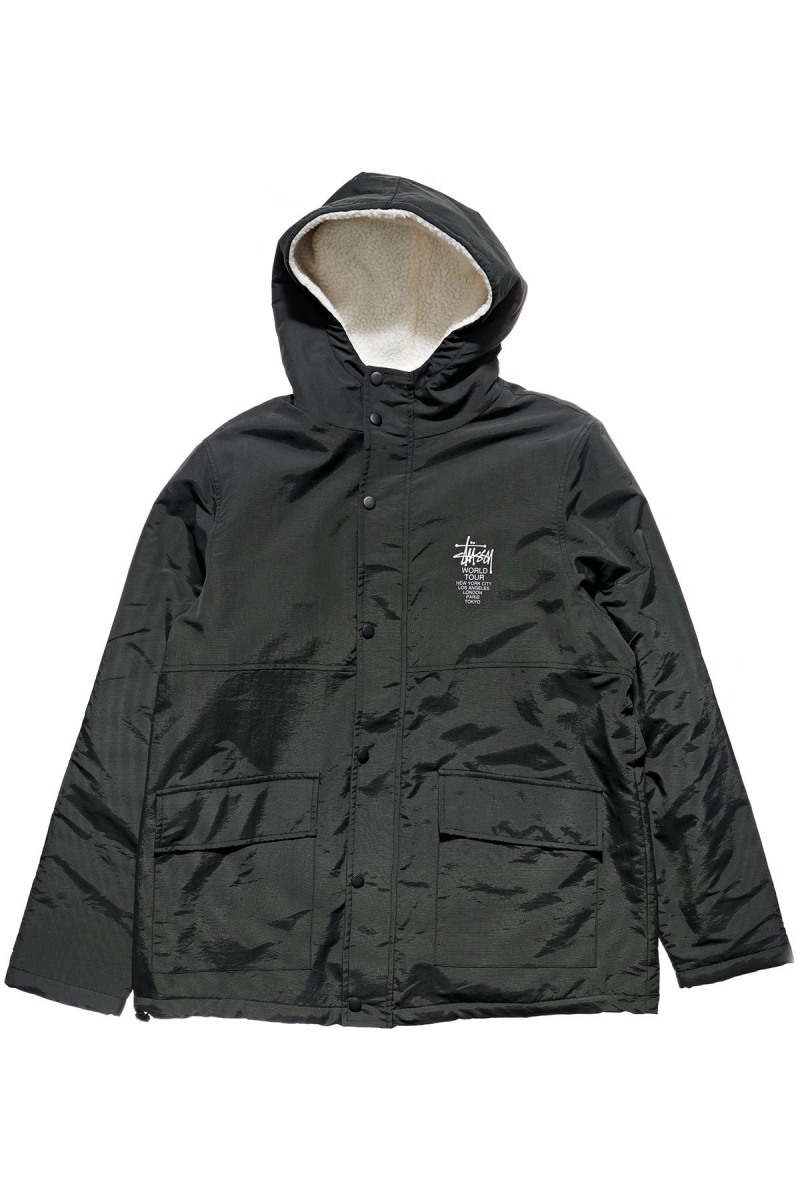 Black Men\'s Stussy World Tour Reversible Jackets | AU0000366