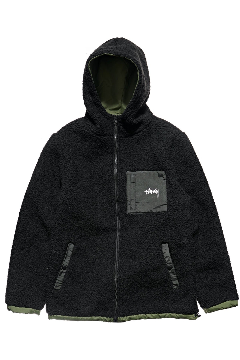 Black Men's Stussy World Tour Reversible Jackets | AU0000367