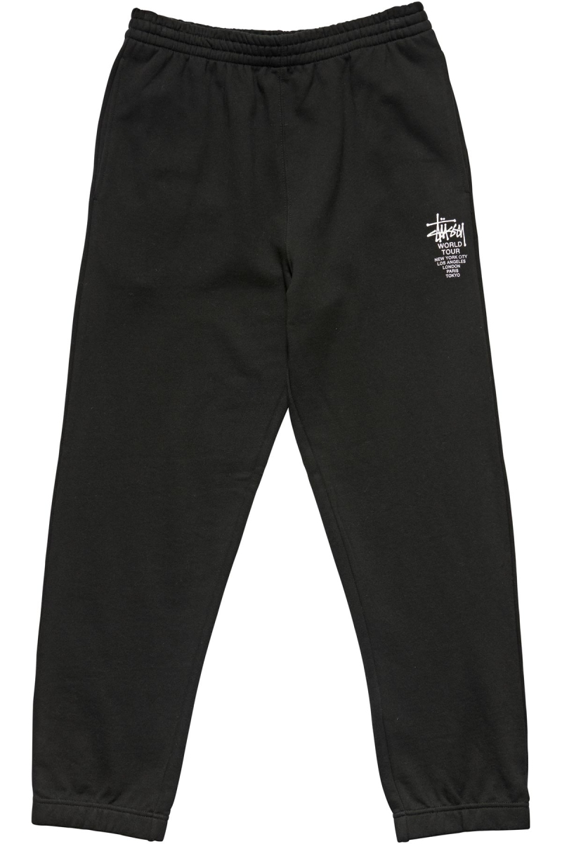 Black Men\'s Stussy World Tour Track Pants | AU0001016