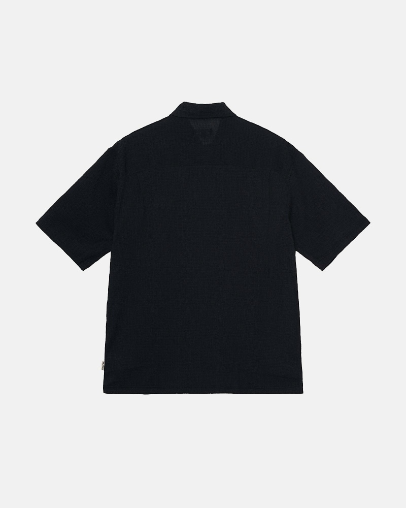 Black Men's Stussy Wrinkly Gingham Ss Shirts | AU0000334