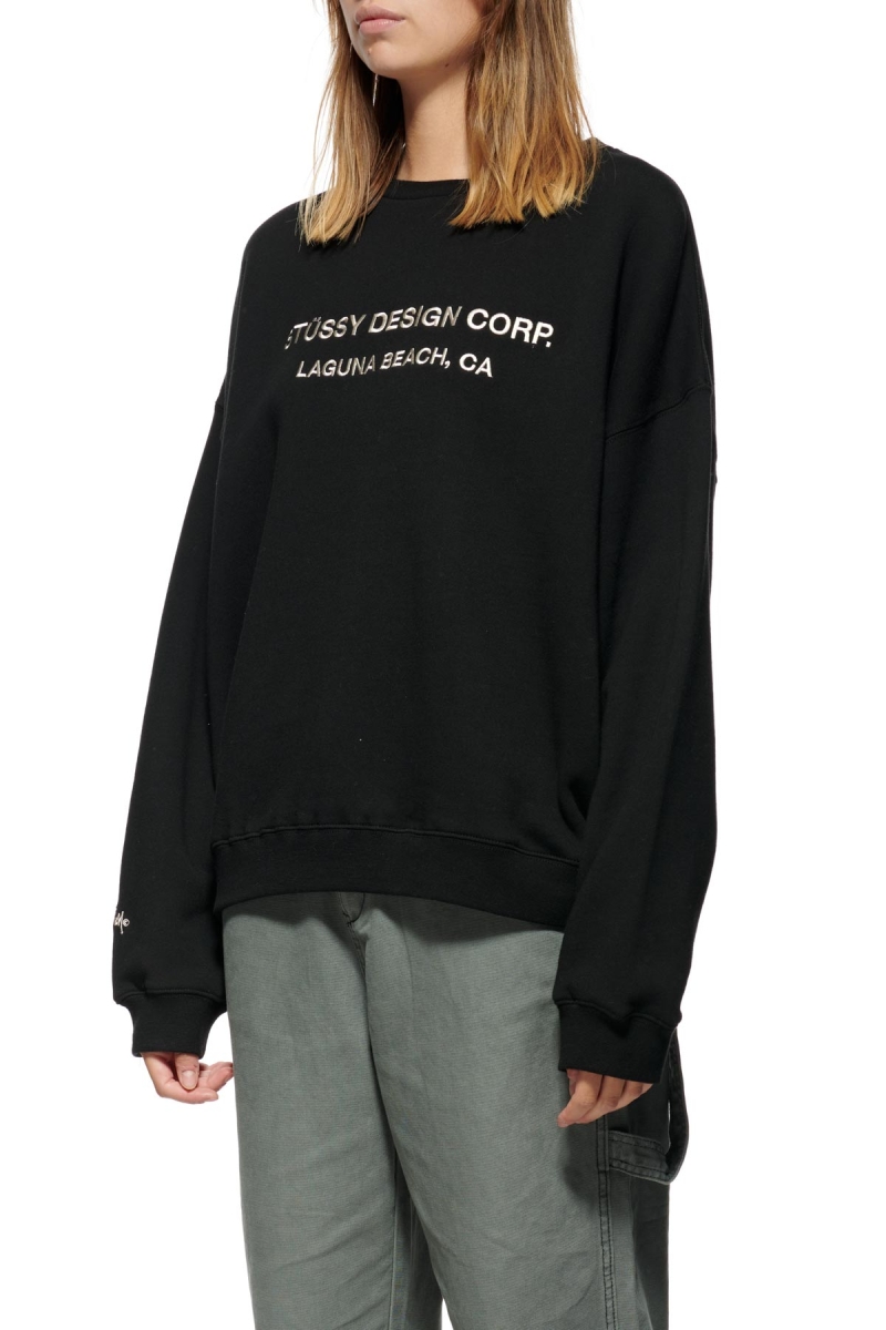 Black Women's Stussy Alcott OS Crew Sweaters | AU0000813