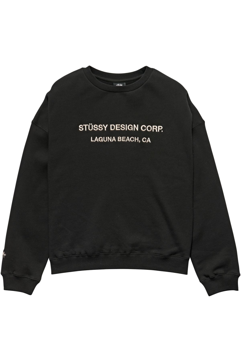 Black Women\'s Stussy Alcott OS Crew Sweaters | AU0000813