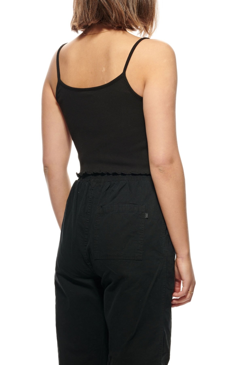 Black Women's Stussy Fairmont Fluted Singlets | AU0000715