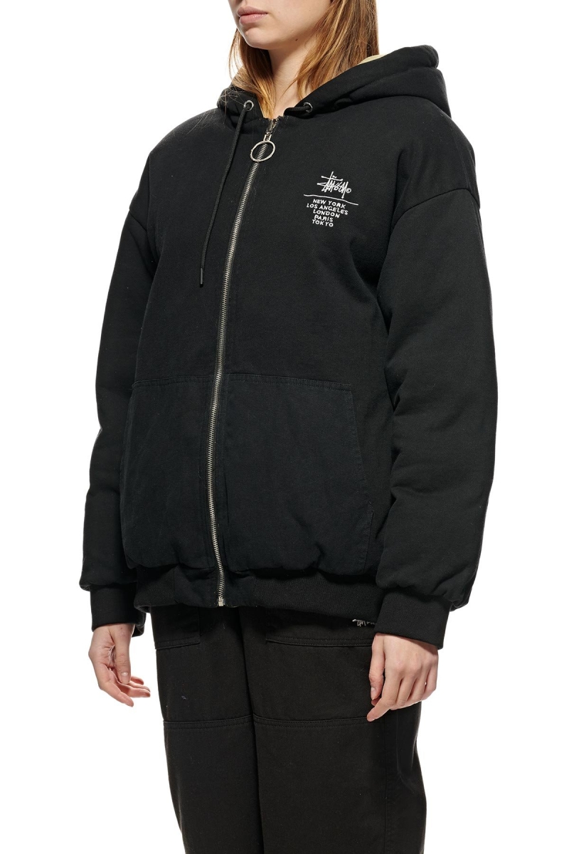 Black Women's Stussy Fowler Reversible Puffa Jackets | AU0000339