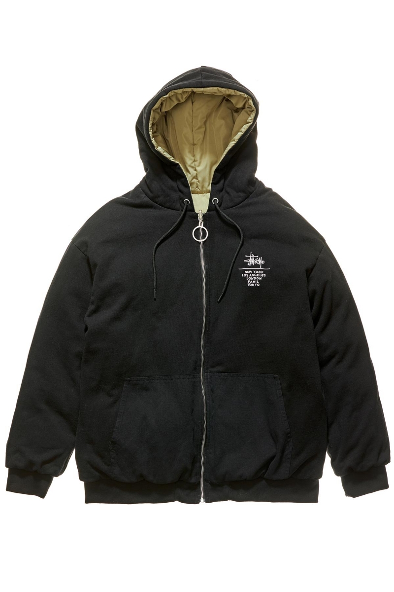 Black Women\'s Stussy Fowler Reversible Puffa Jackets | AU0000339