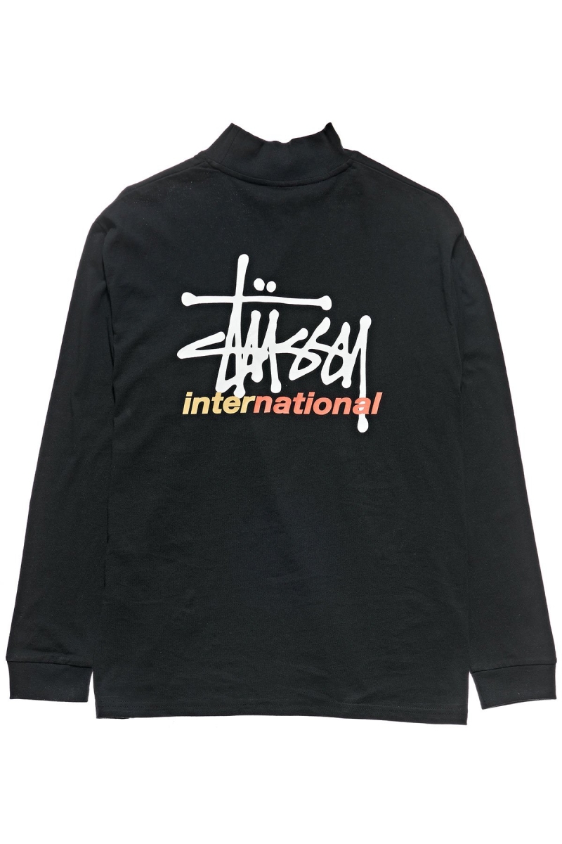 Black Women's Stussy Graffiti Mock Neck LS OS Sweatshirts | AU0000921