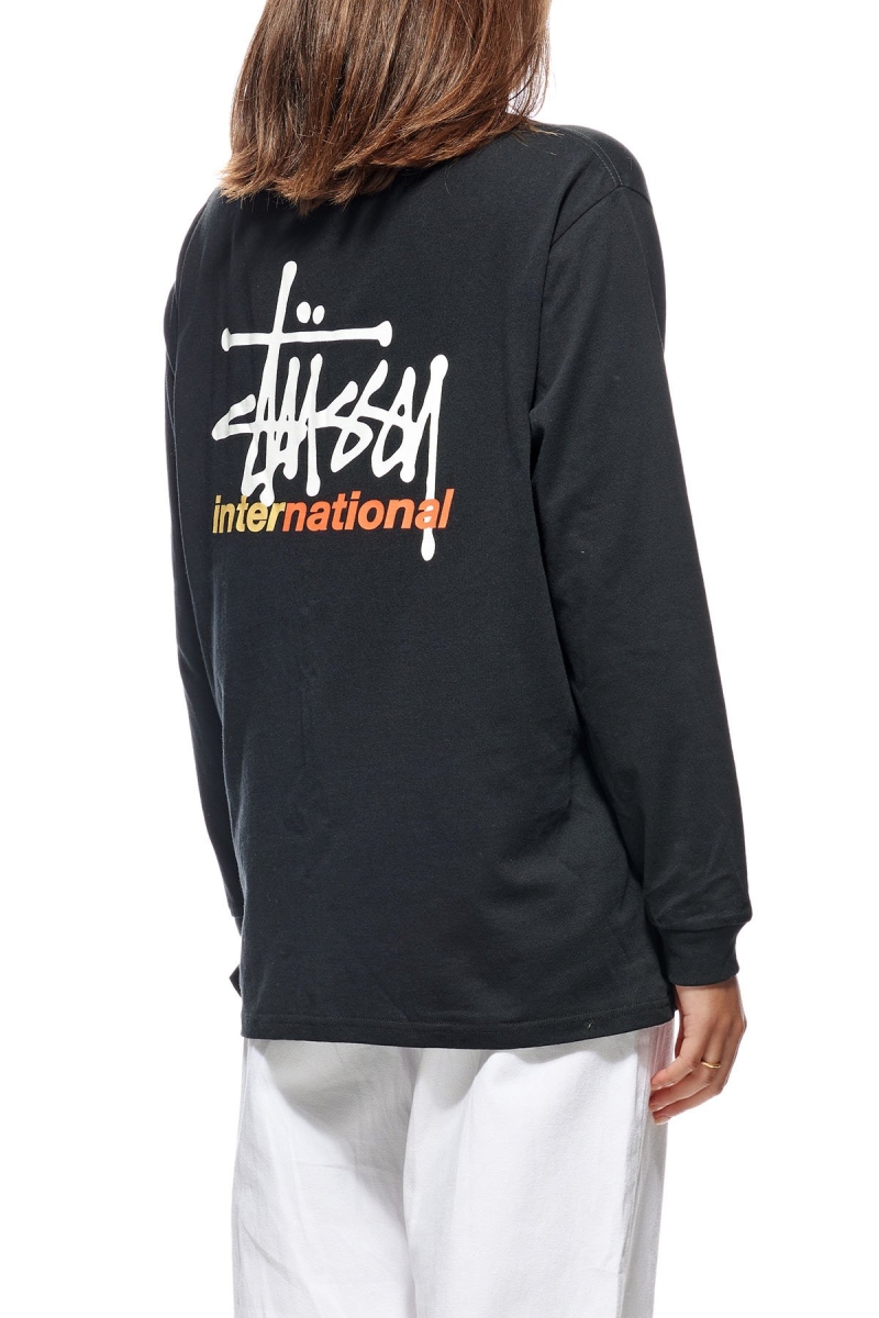 Black Women's Stussy Graffiti Mock Neck LS OS Sweatshirts | AU0000921