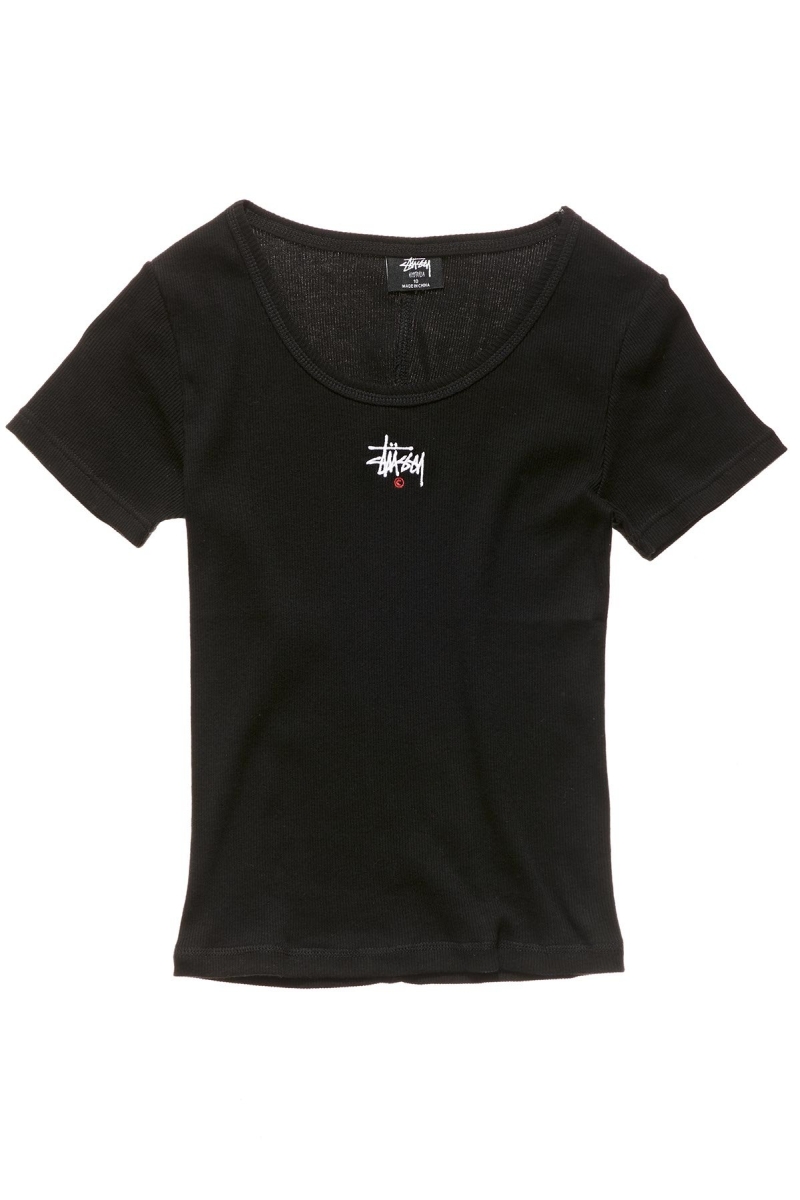 Black Women\'s Stussy Graffiti Rib SS T Shirts | AU0000188