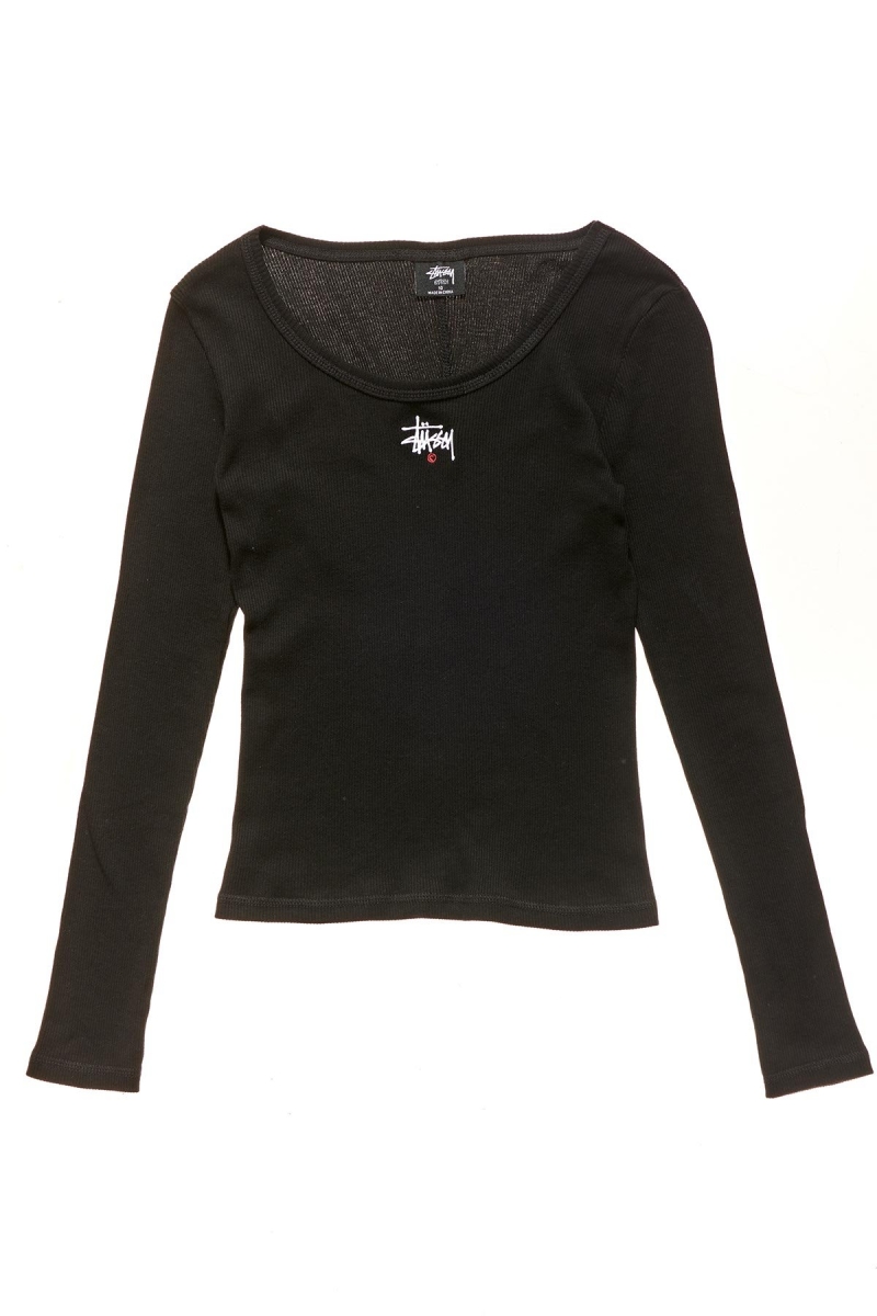 Black Women\'s Stussy Graffiti Rib Sweatshirts | AU0000925