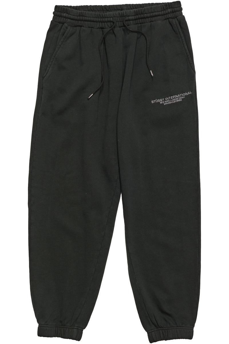 Black Women\'s Stussy INT. Embroidered Track Pants | AU0000985