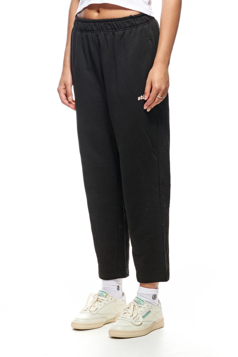 Black Women's Stussy Italic Crop Sweatpant Sweatpants | AU0000879