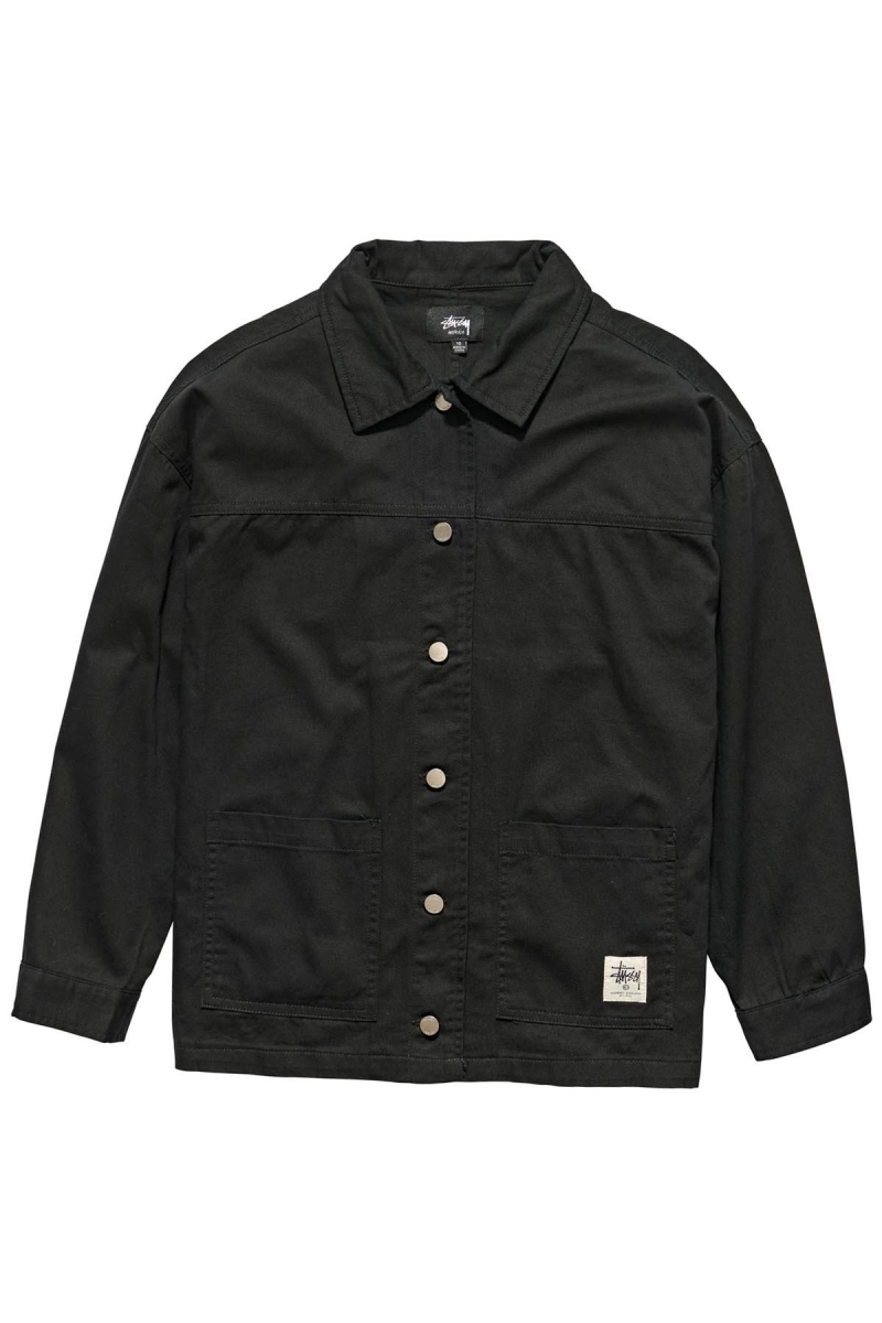 Black Women\'s Stussy Lawrence Workwear Jackets | AU0000352