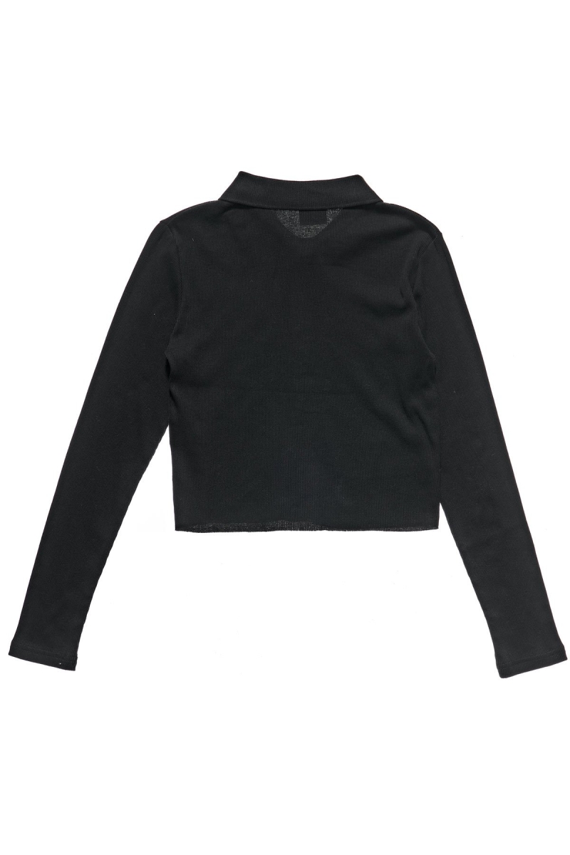 Black Women's Stussy Markham Rib LS Shirts | AU0000322