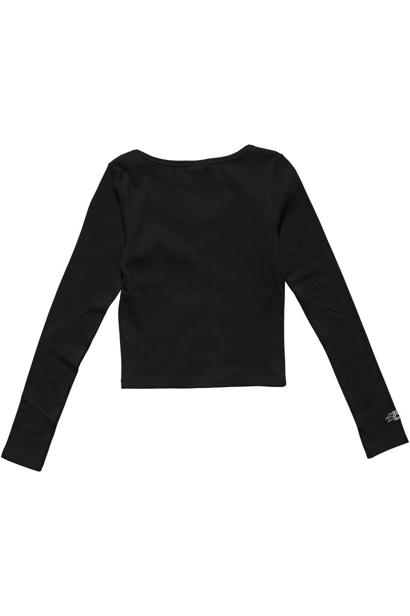 Black Women's Stussy Mission Rib Button Through Sweatshirts | AU0000942