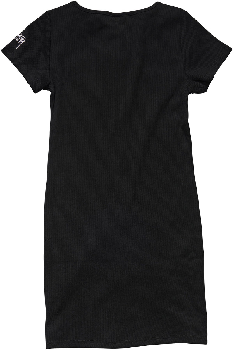 Black Women's Stussy Mission Rib Tee Dress | AU0000515