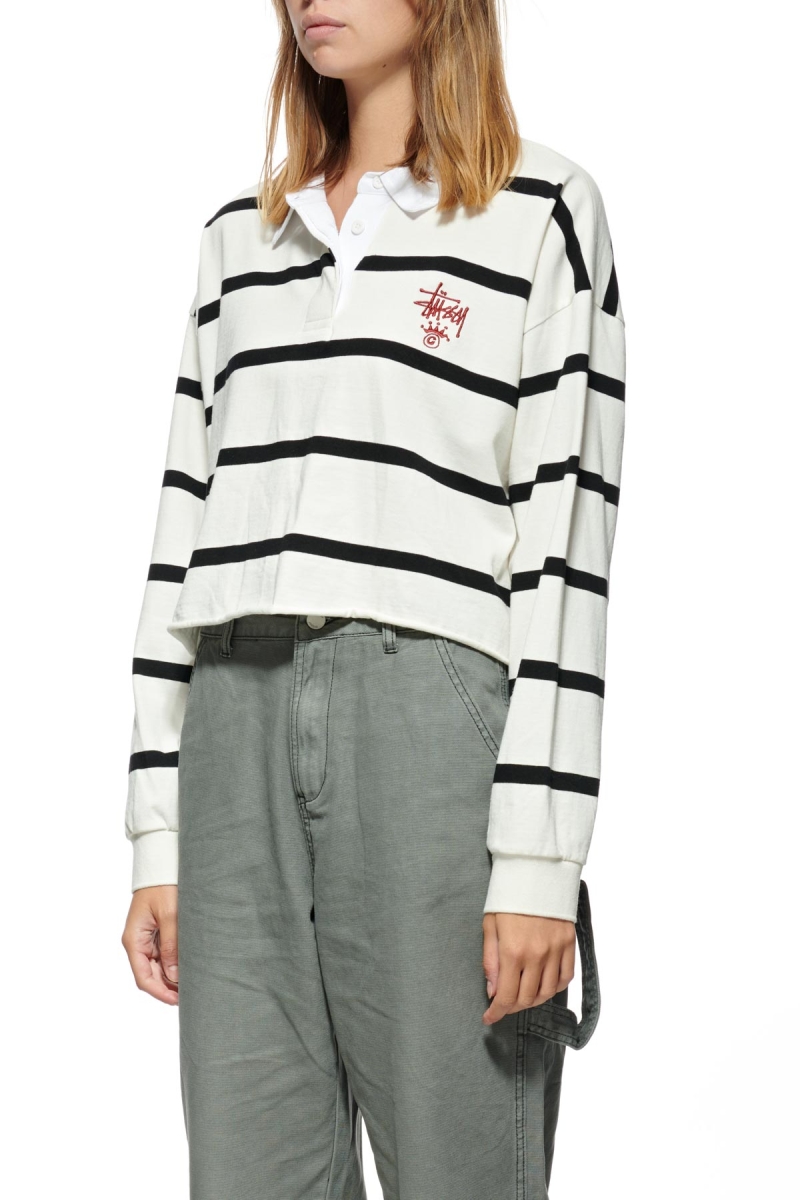 Black Women's Stussy Monaco Stripe Rugby Shirts | AU0000326