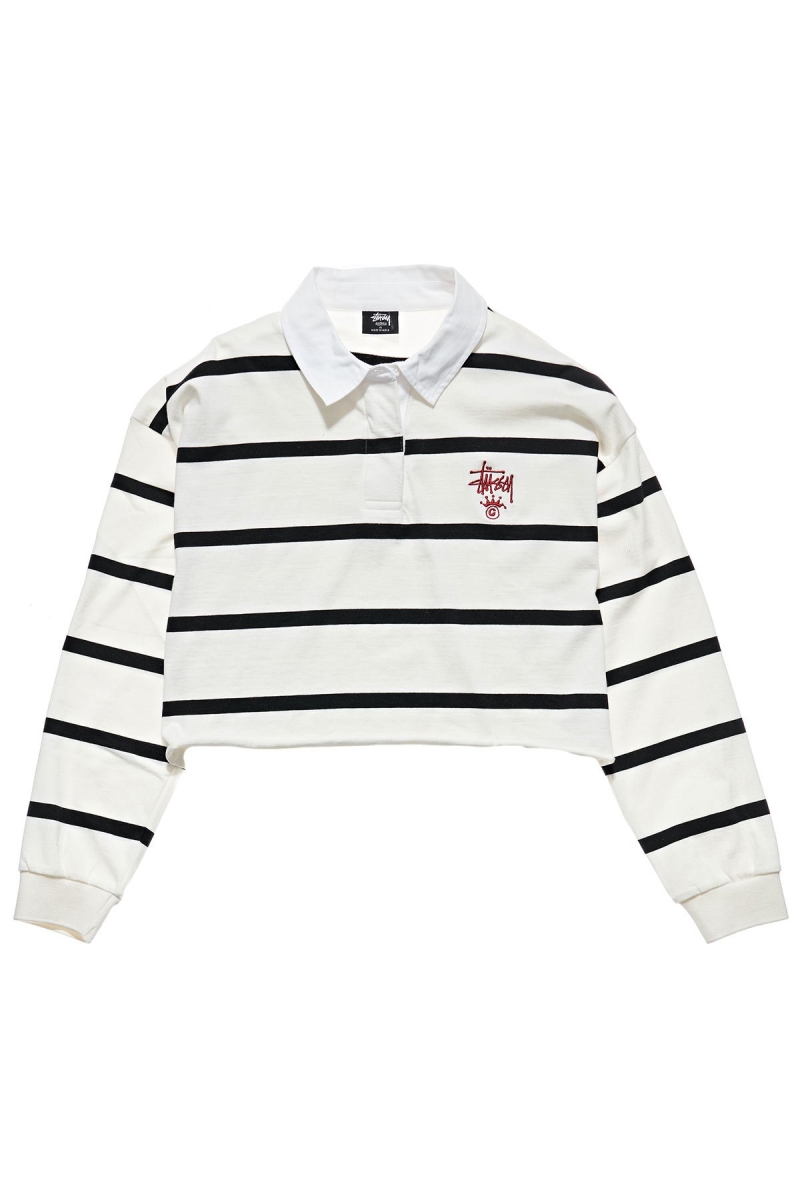 Black Women\'s Stussy Monaco Stripe Rugby Shirts | AU0000326