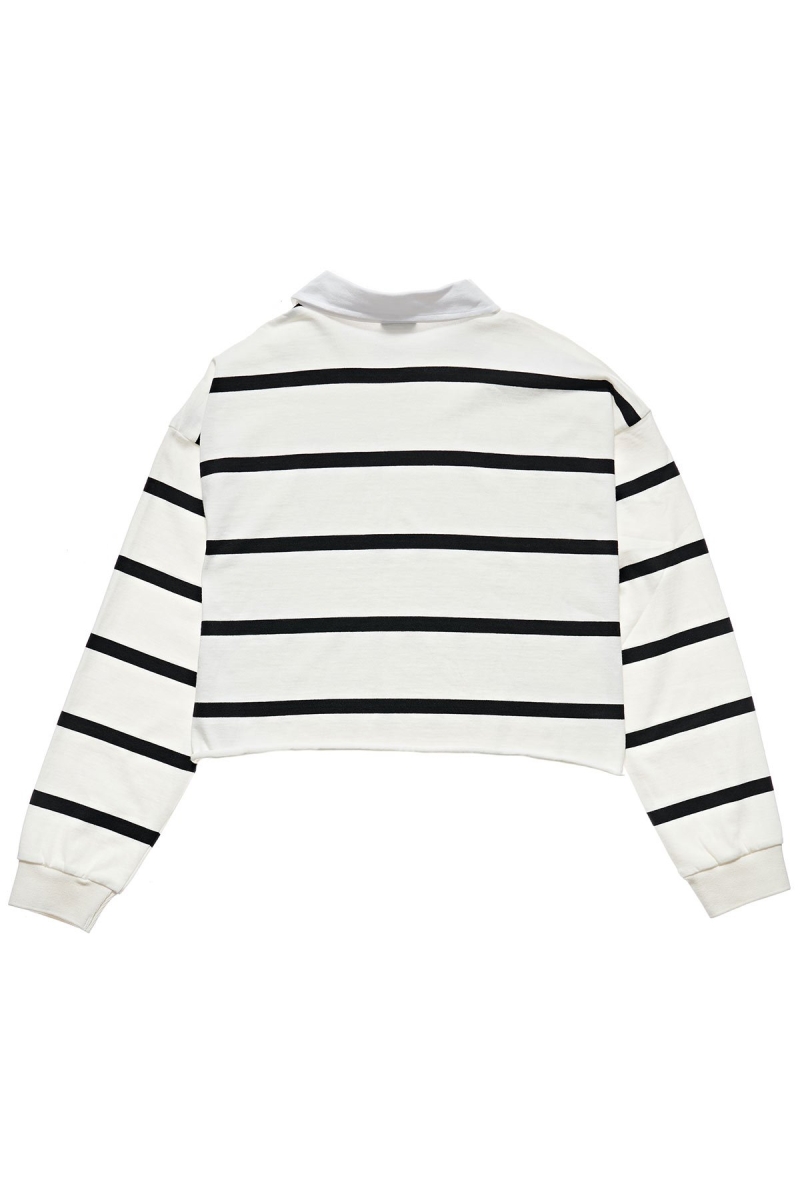 Black Women's Stussy Monaco Stripe Rugby Sweatshirts | AU0000944