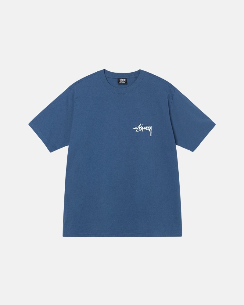 Blue Men's Stussy Authentic New Era T Shirts | AU0000093