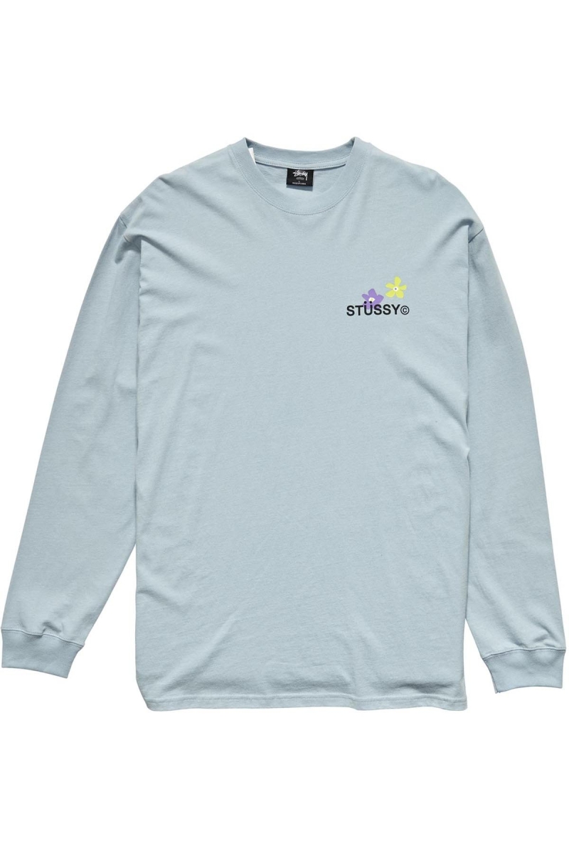 Blue Men's Stussy City Flowers Sweatshirts | AU0000907