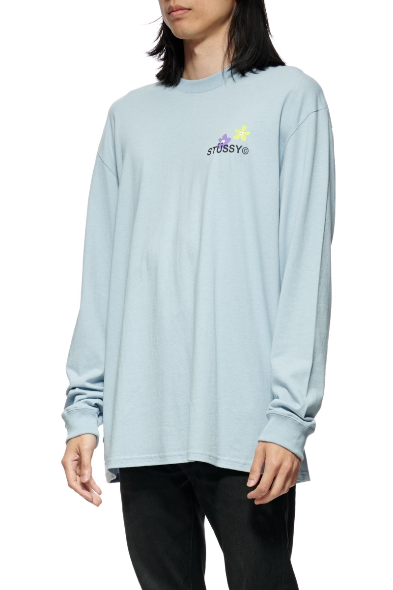 Blue Men's Stussy City Flowers Sweatshirts | AU0000907