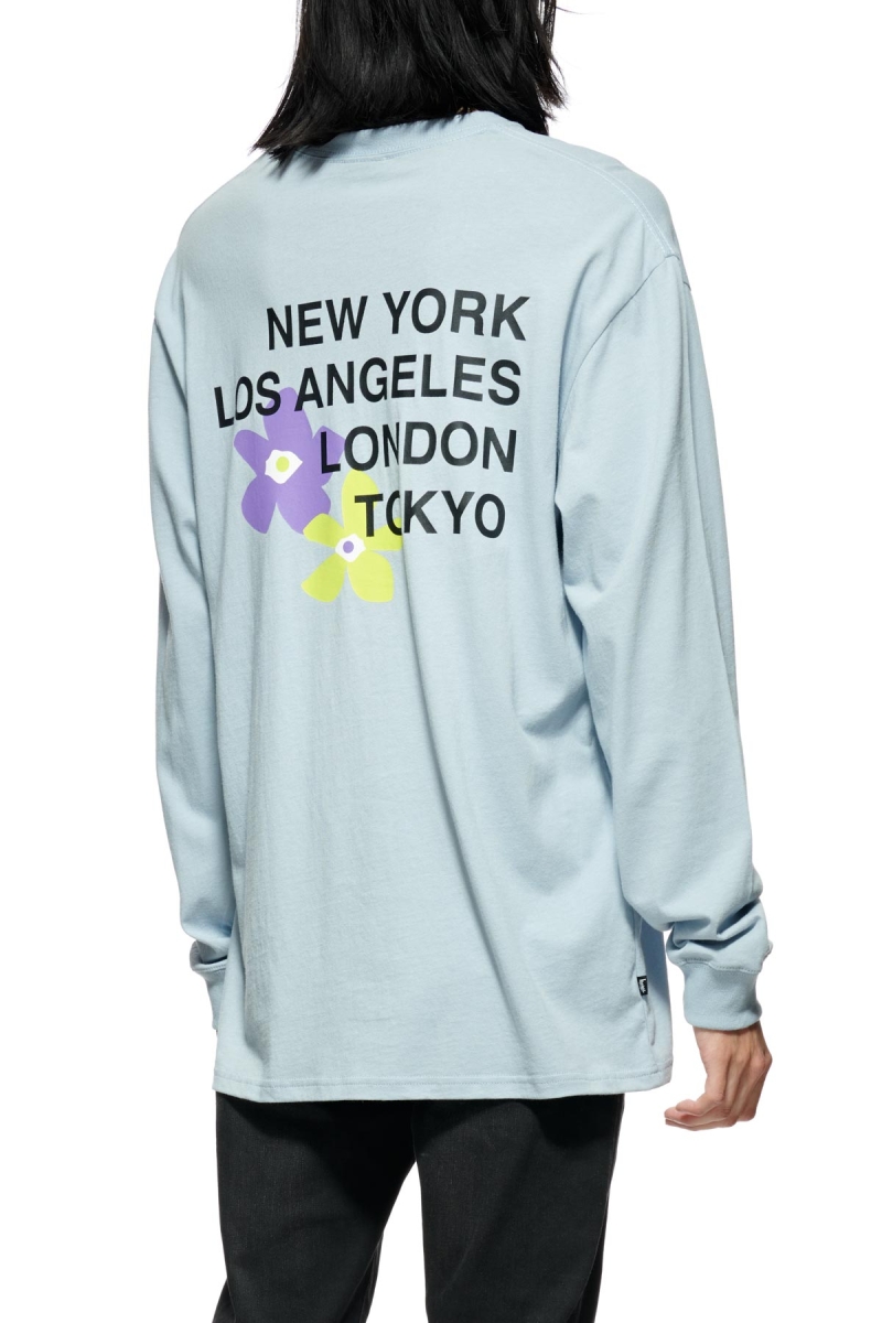 Blue Men's Stussy City Flowers Sweatshirts | AU0000907