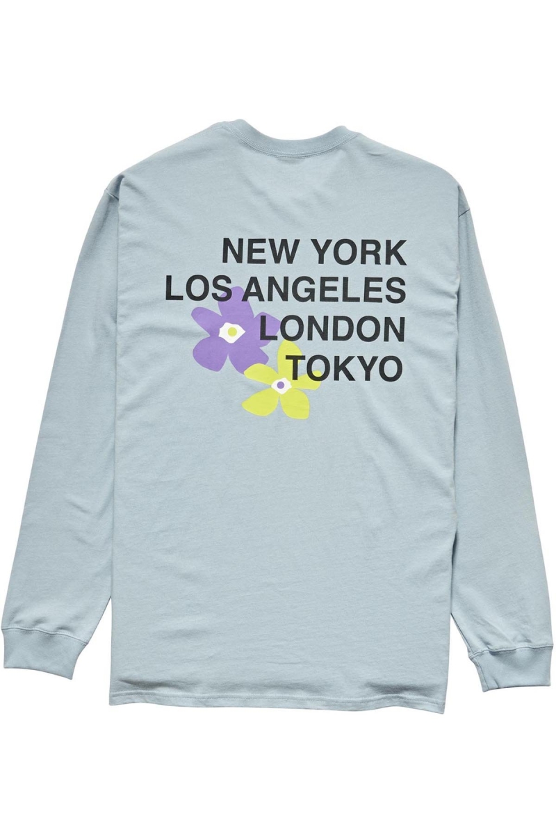 Blue Men\'s Stussy City Flowers Sweatshirts | AU0000907