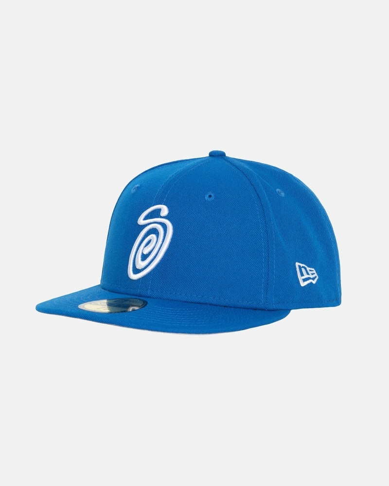 Blue Men's Stussy Curly S 59Fifty New Era Caps | AU0000432