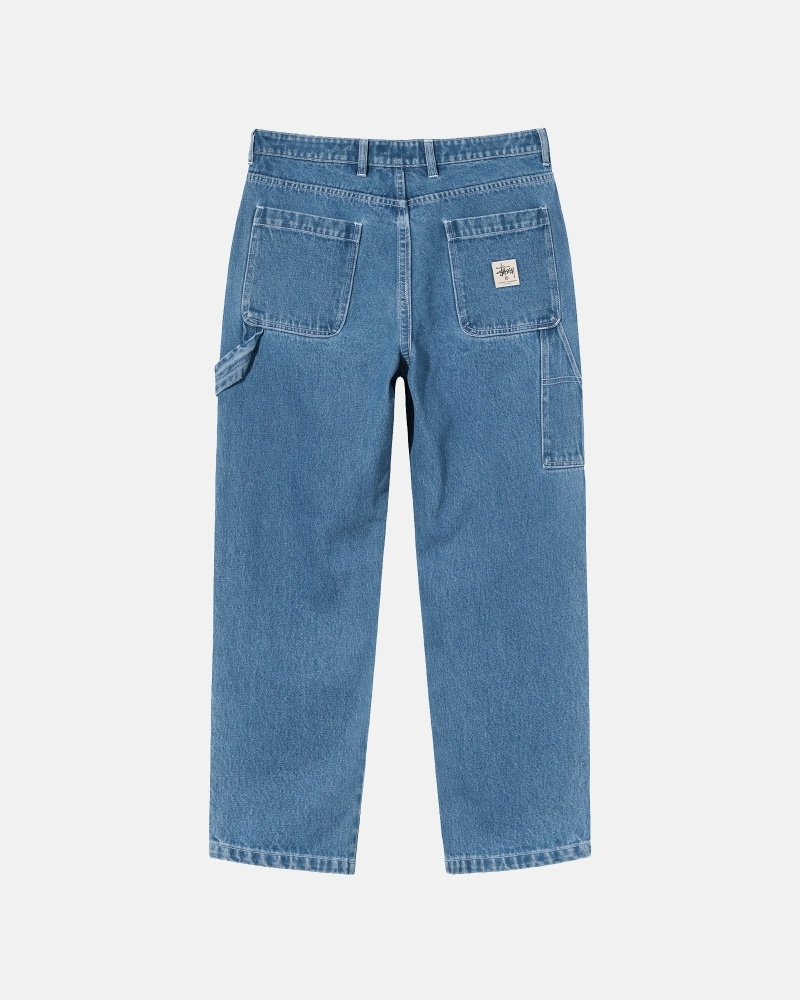 Blue Men's Stussy Denim Work Pants | AU0000556