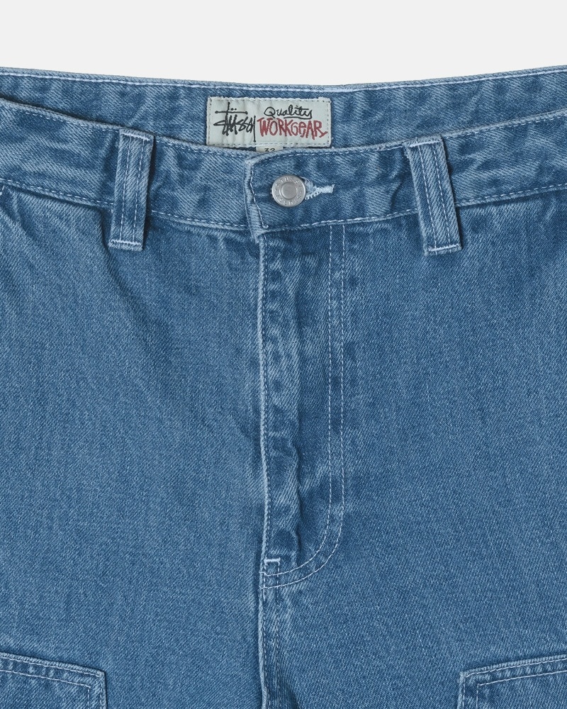 Blue Men's Stussy Denim Work Pants | AU0000556