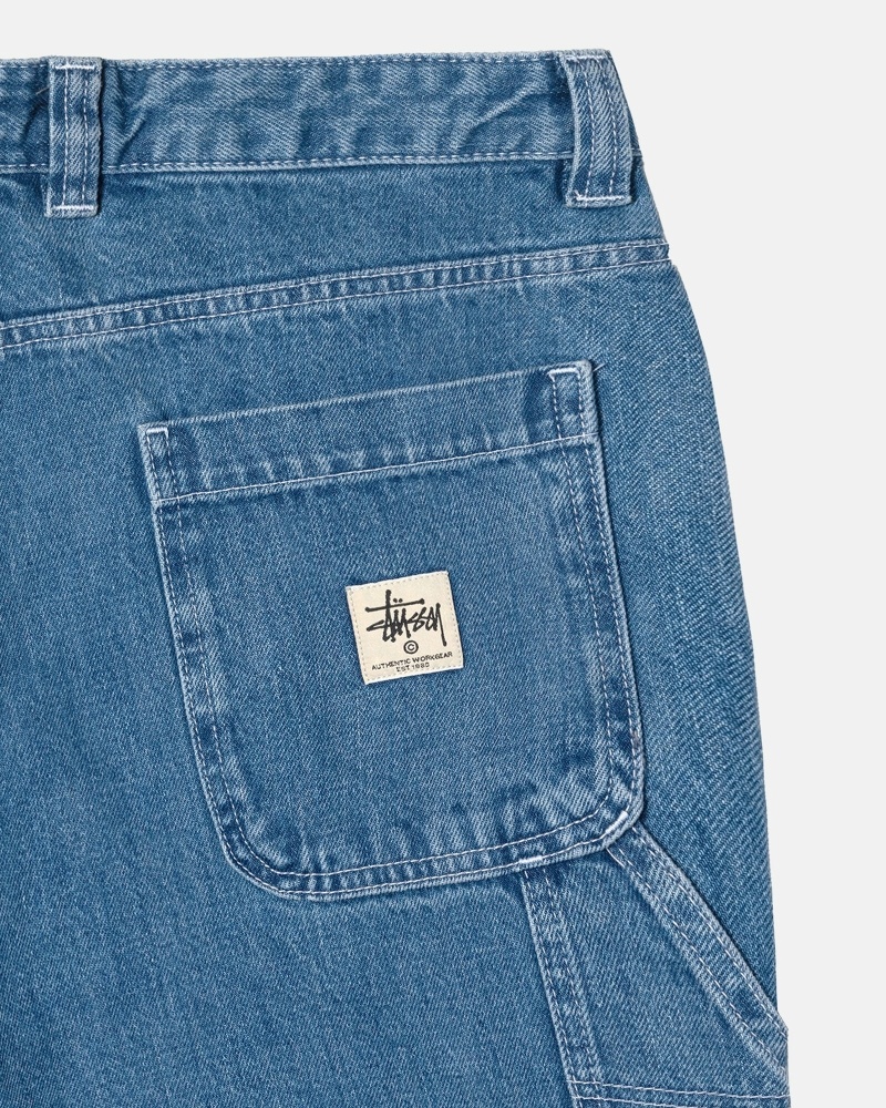 Blue Men's Stussy Denim Work Pants | AU0000556