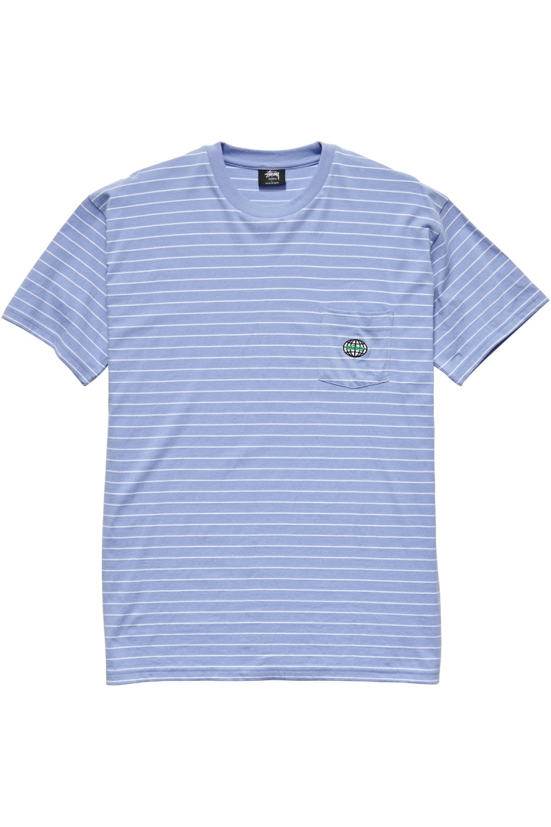 Blue Men\'s Stussy Dig Stripe SS Pocket T Shirts | AU0000162