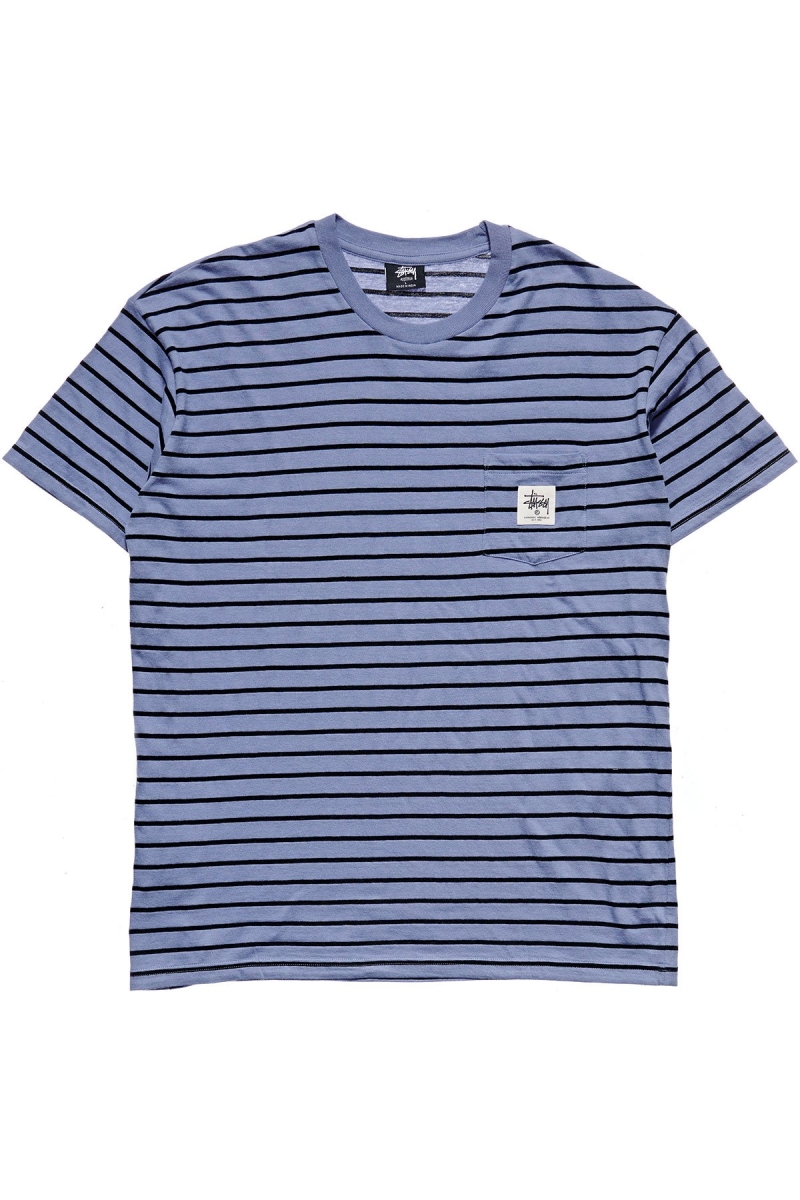 Blue Men\'s Stussy Kalorama Stripe SS T Shirts | AU0000230