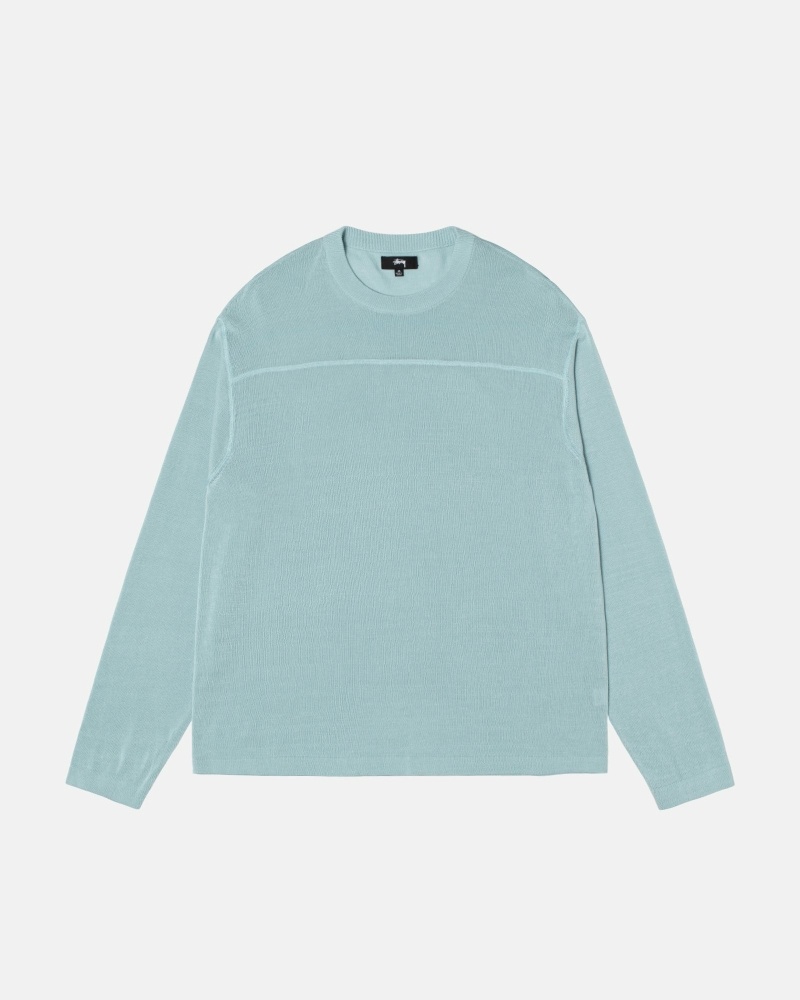 Blue Men's Stussy Lightweight Football Crew Sweaters | AU0000843