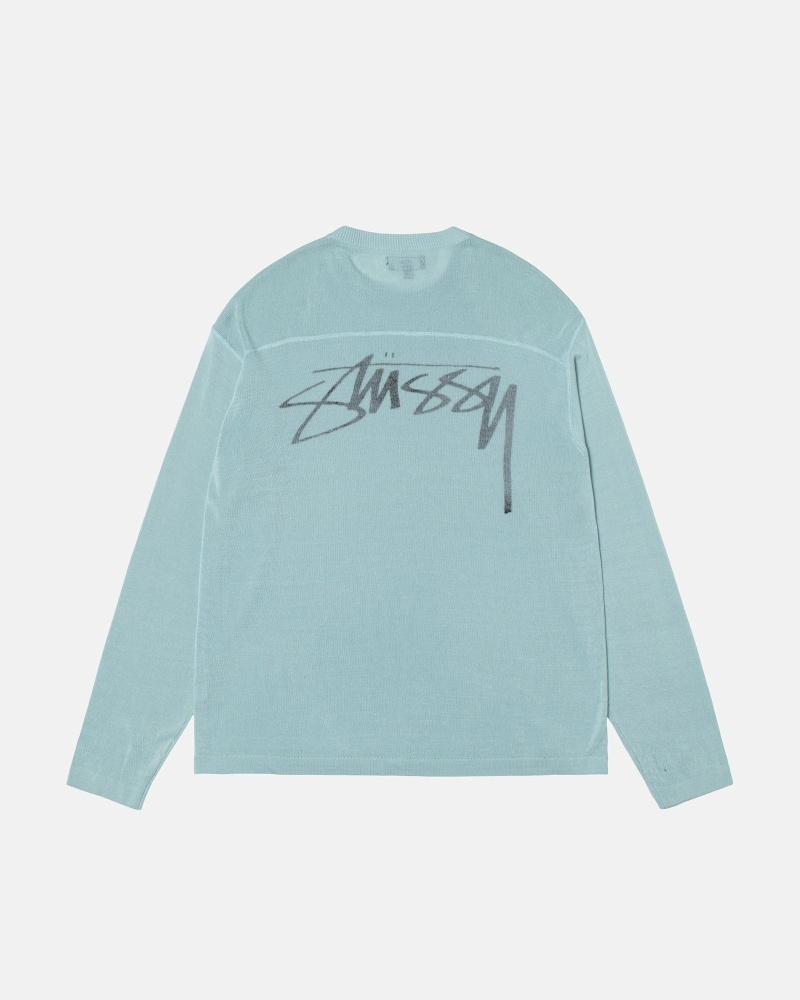 Blue Men\'s Stussy Lightweight Football Crew Sweaters | AU0000843