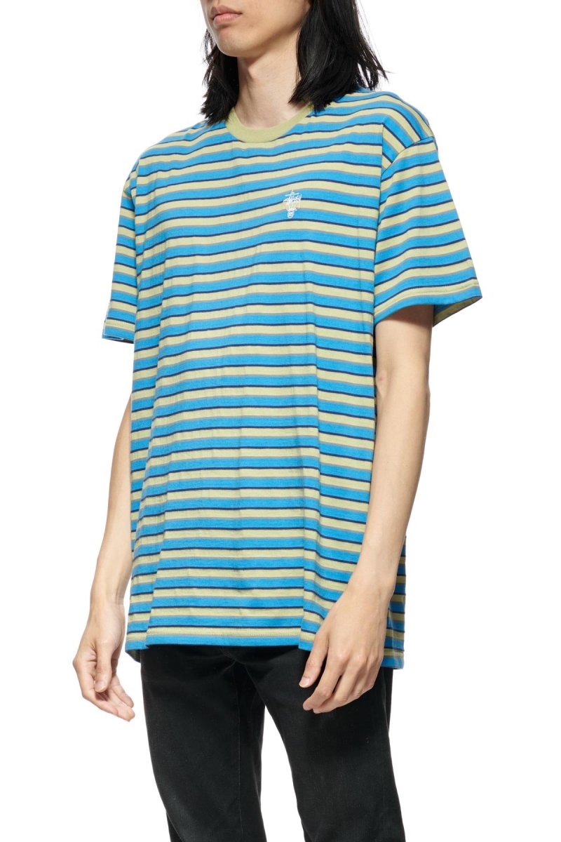 Blue Men's Stussy Morning Stripe SS T Shirts | AU0000247