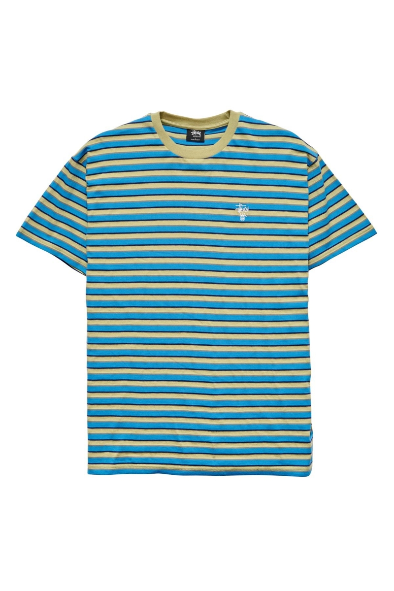 Blue Men\'s Stussy Morning Stripe SS T Shirts | AU0000247