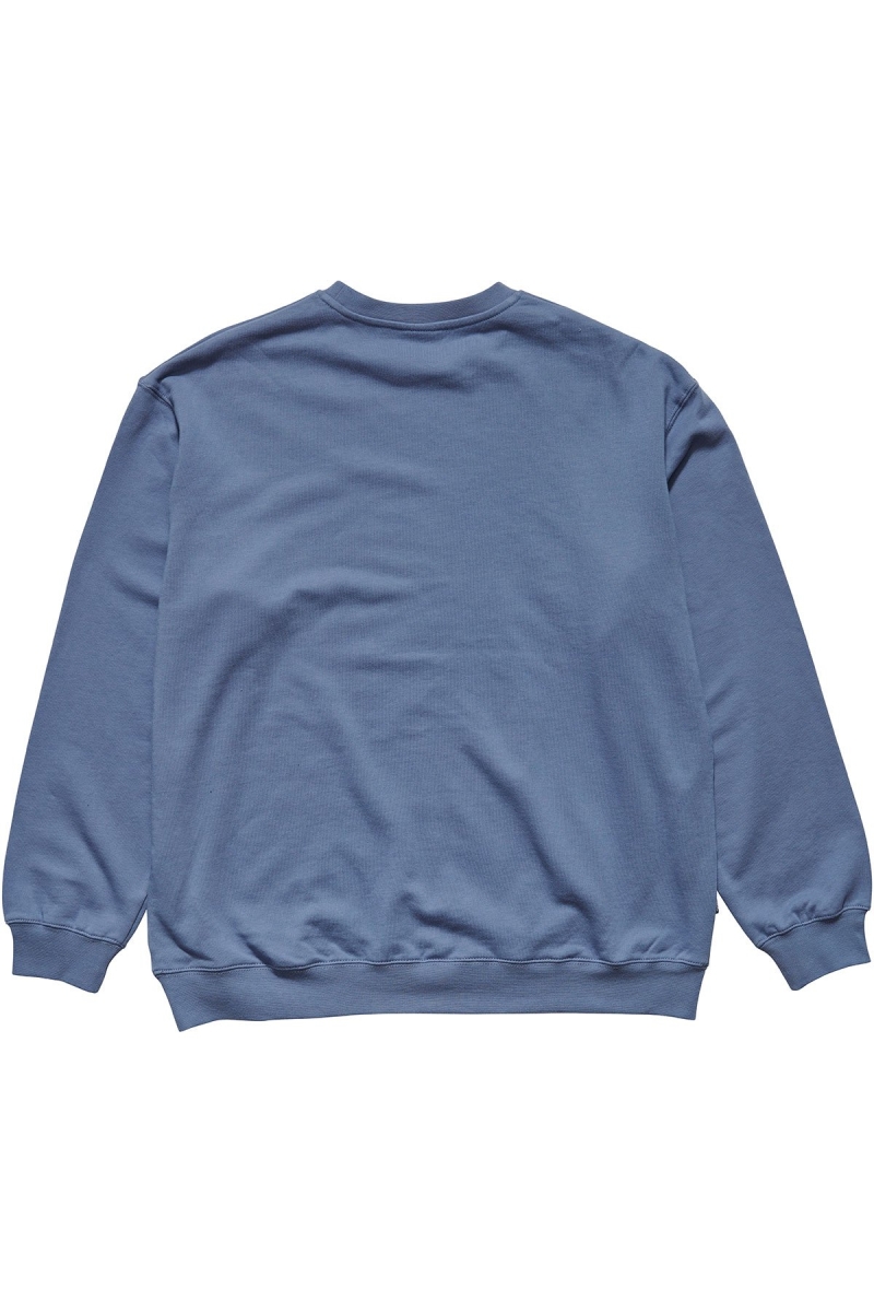 Blue Men's Stussy Text Crew Sweaters | AU0000856